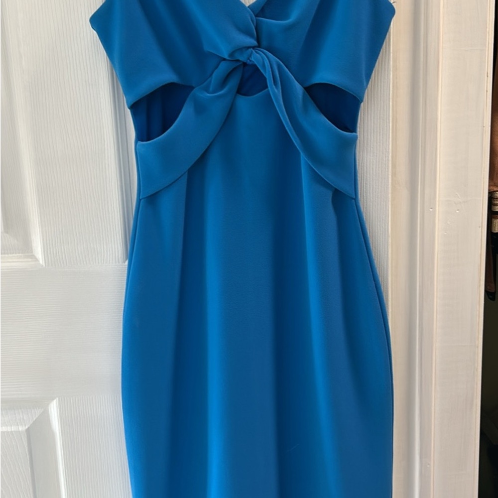 Ever New Blue Cowl Neck Sheath Dress Cocktail